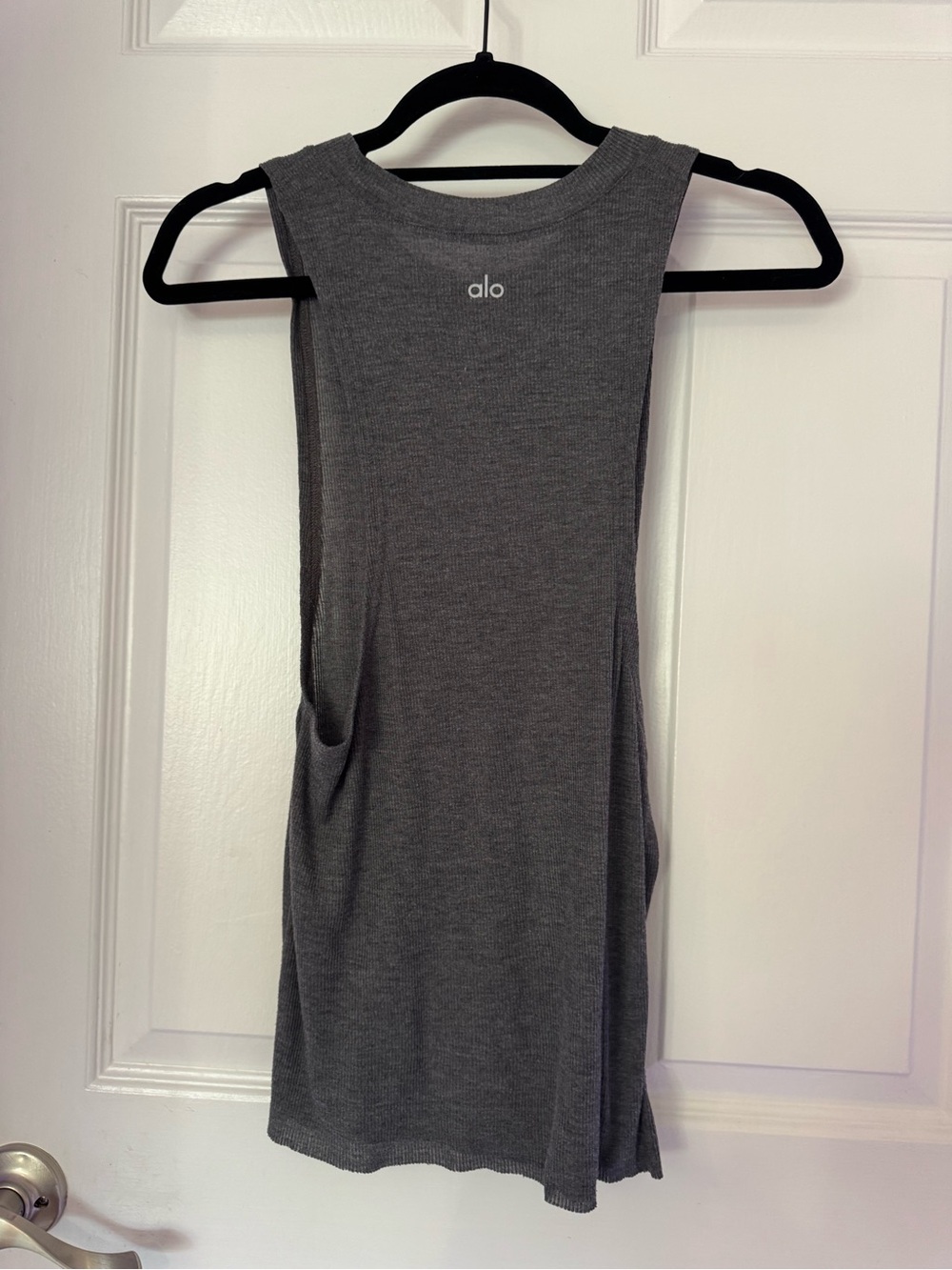 ALO Yoga Ribbed Muscle Tank Top - Charcoal Gray - Picture 2 of 3